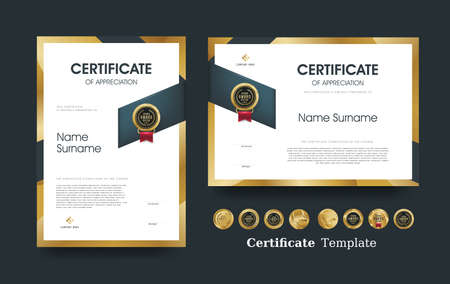 Certificate of appreciation template and vector Luxury premium badges design.のイラスト素材