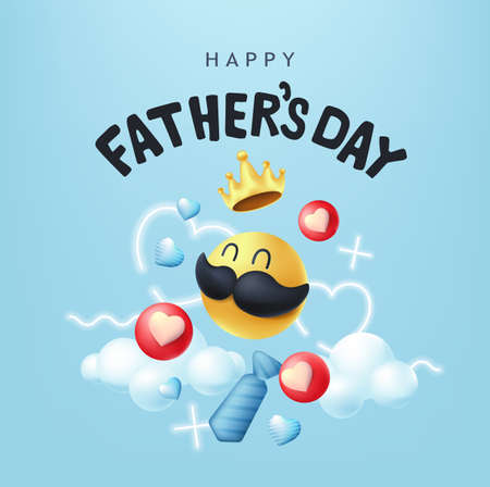 Happy Fathers Day banner background with mustache smileyのイラスト素材