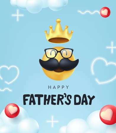 Happy Fathers Day banner background with mustache smileyのイラスト素材