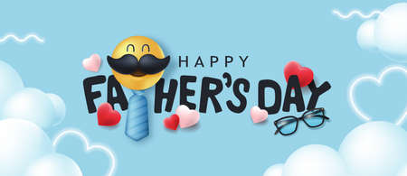 Happy Fathers Day banner background with mustache smileyのイラスト素材
