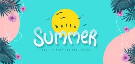 Colorful Summer background layout banner backgroundのイラスト素材