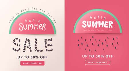 Summer sale layout poster banner background with watermelon conceptのイラスト素材