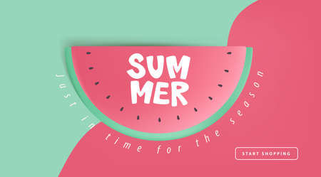 Summer sale layout poster banner background with watermelon conceptのイラスト素材