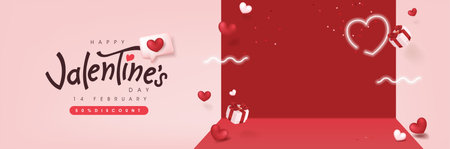 Happy Valentine's day sale poster or banner backgroud with gift box and heartのイラスト素材
