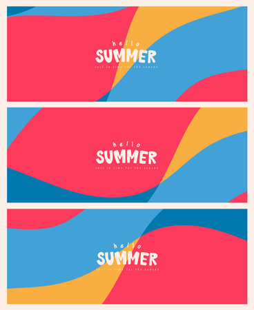 summer banner abstract colorful background and calligraphy summerのイラスト素材