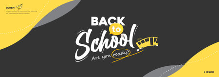 back to school banner background layout decorate with Yellow school busのイラスト素材