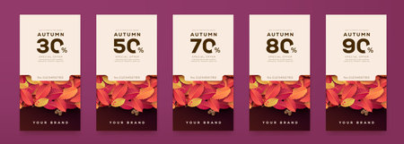 Autumn Gift sale promotion Coupon banner abstract background template. Elegant Autumn Voucher Design.のイラスト素材