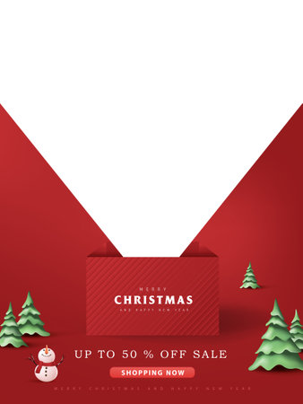 Merry christmas sale poster banner background template with copy spaceのイラスト素材