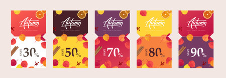 Autumn Gift promotion Coupon banner background. Elegant Autumn Voucher Design.のイラスト素材
