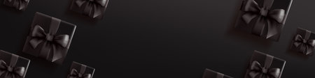 Black friday sale banner layout design template with black gift box black bow decorate and empty spaceのイラスト素材