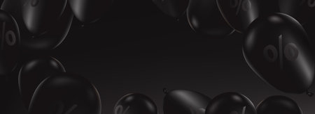 Black friday sale banner layout design template with black balloons background and blank space. Advertising Poster design Black friday campaignのイラスト素材