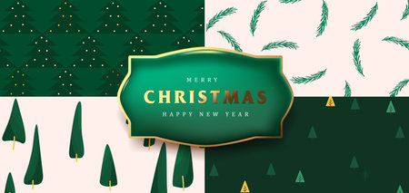 Set of Merry Christmas holiday background pattern packaging design templateのイラスト素材
