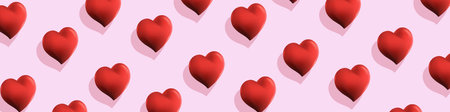 Valentines day banner background with 3D heart shapedのイラスト素材