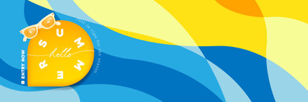 Summer web party banner template with ripple abstract wave background tropical beach vibesのイラスト素材