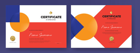 Certificate of appreciation or Award diploma template design with abstract backgroundのイラスト素材