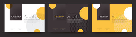Minimal horizontal certificate set in modern style with abstract geometric shapes and white gray yellow color tonesのイラスト素材