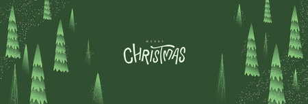 Minimal Christmas background featuring abstract tree pattern and festive typography on dark green backdropのイラスト素材