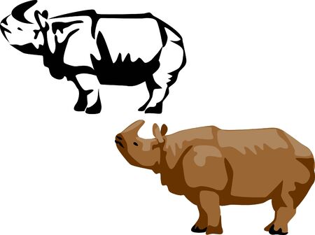 indian rhinocerosのイラスト素材
