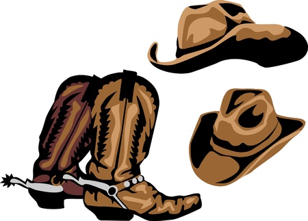 cowboy boots and hatsのイラスト素材