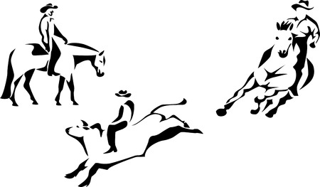 stylized western ridingのイラスト素材