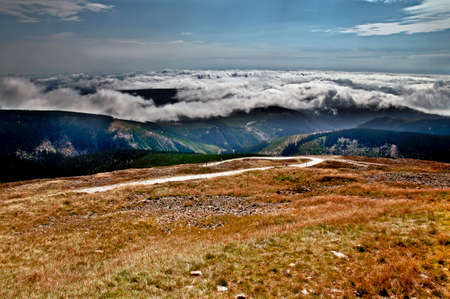 view of the valley with cloudsの写真素材