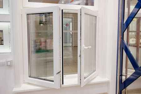 Modern window profile.Plastic Window Detail. Detail of the window made of PVC profiles.