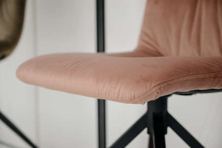 Modern brown chair in a shop,close up.Comfortable brown chair for work and leisureの写真素材