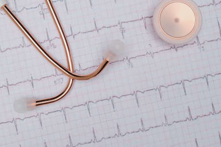 medical stethoscope. White medical stethoscope.The concept of healthcare.Stethoscope on a white backgroundの写真素材