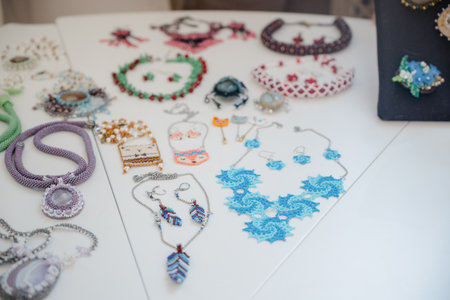 A variety of custom handmade jewelry. A variety of custom necklaces, bracelets, earrings and rings.