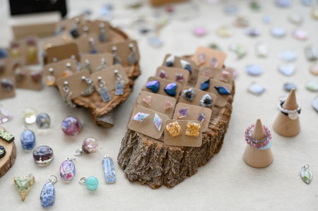 A variety of custom handmade jewelry. A variety of custom necklaces, bracelets, earrings and rings.