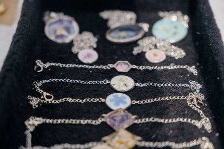 A variety of custom handmade jewelry. A variety of custom necklaces, bracelets, earrings and rings.