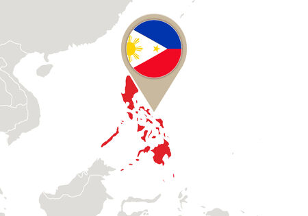 Map with highlighted Philippines map and flagのイラスト素材