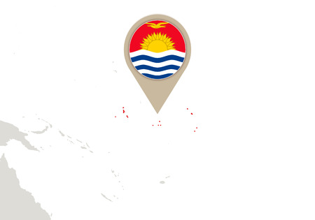 Map with highlighted Kiribati map and flagのイラスト素材