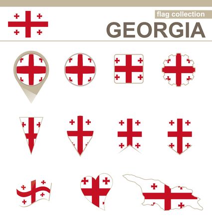 Georgia Flag Collection, 12 versionsのイラスト素材