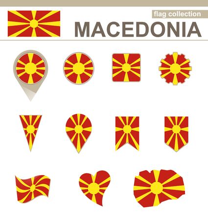 Macedonia Flag Collection, 12 versionsのイラスト素材