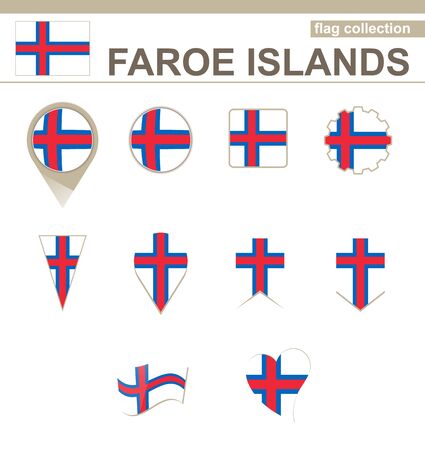 Faroe Islands Flag Collection, 12 versionsのイラスト素材