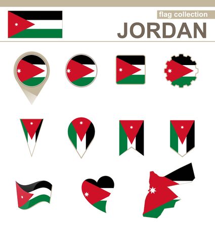 Jordan Flag Collection, 12 versionsのイラスト素材