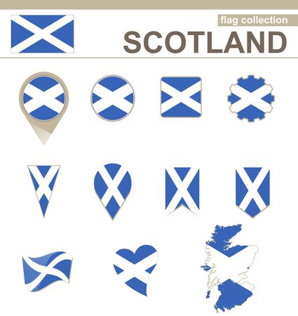 Scotland Flag Collection, 12 versionsのイラスト素材