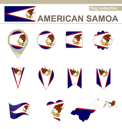 American Samoa Flag Collection, 12 versionsのイラスト素材