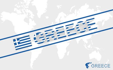 Greece map flag and text illustration, on world mapのイラスト素材