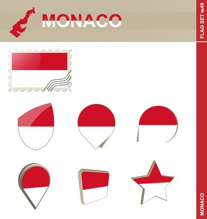 Monaco Flag Set, Flag Set #49. Vector.のイラスト素材