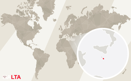 Zoom on Malta Map and Flag. World Map.のイラスト素材