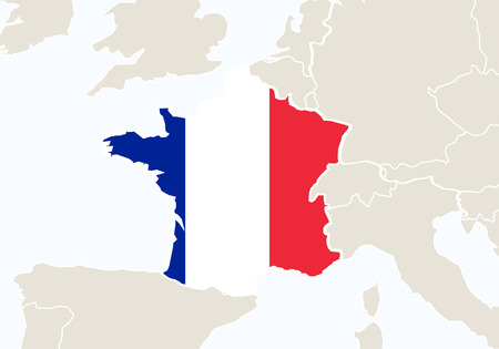 France with highlighted France map. Vector Illustration.のイラスト素材