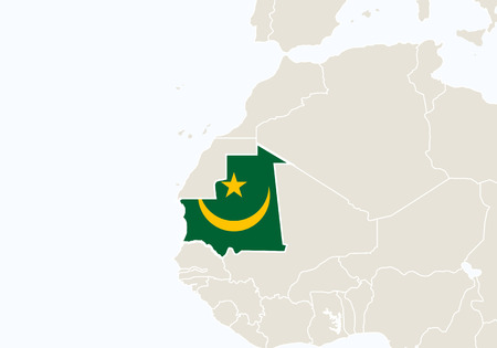 Africa with highlighted Mauritania map. Vector Illustration.のイラスト素材