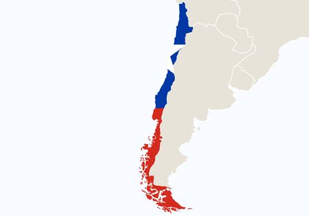 South America with highlighted Chile map. Vector Illustration.のイラスト素材
