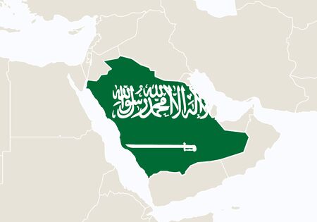 Asia with highlighted Saudi Arabia map. Illustration.のイラスト素材
