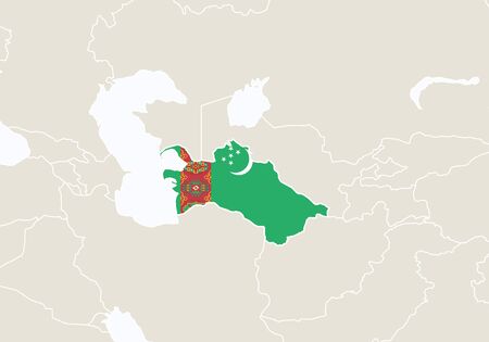 Asia with highlighted Turkmenistan map. Illustration.のイラスト素材