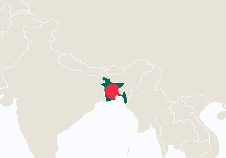Asia with highlighted Bangladesh map. Illustration.のイラスト素材