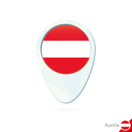 Austria flag location map pin icon on white background. Vector Illustration.のイラスト素材
