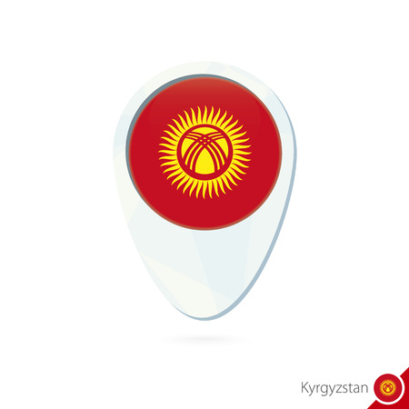 Kyrgyzstan flag location map pin icon on white background. Vector Illustration.のイラスト素材